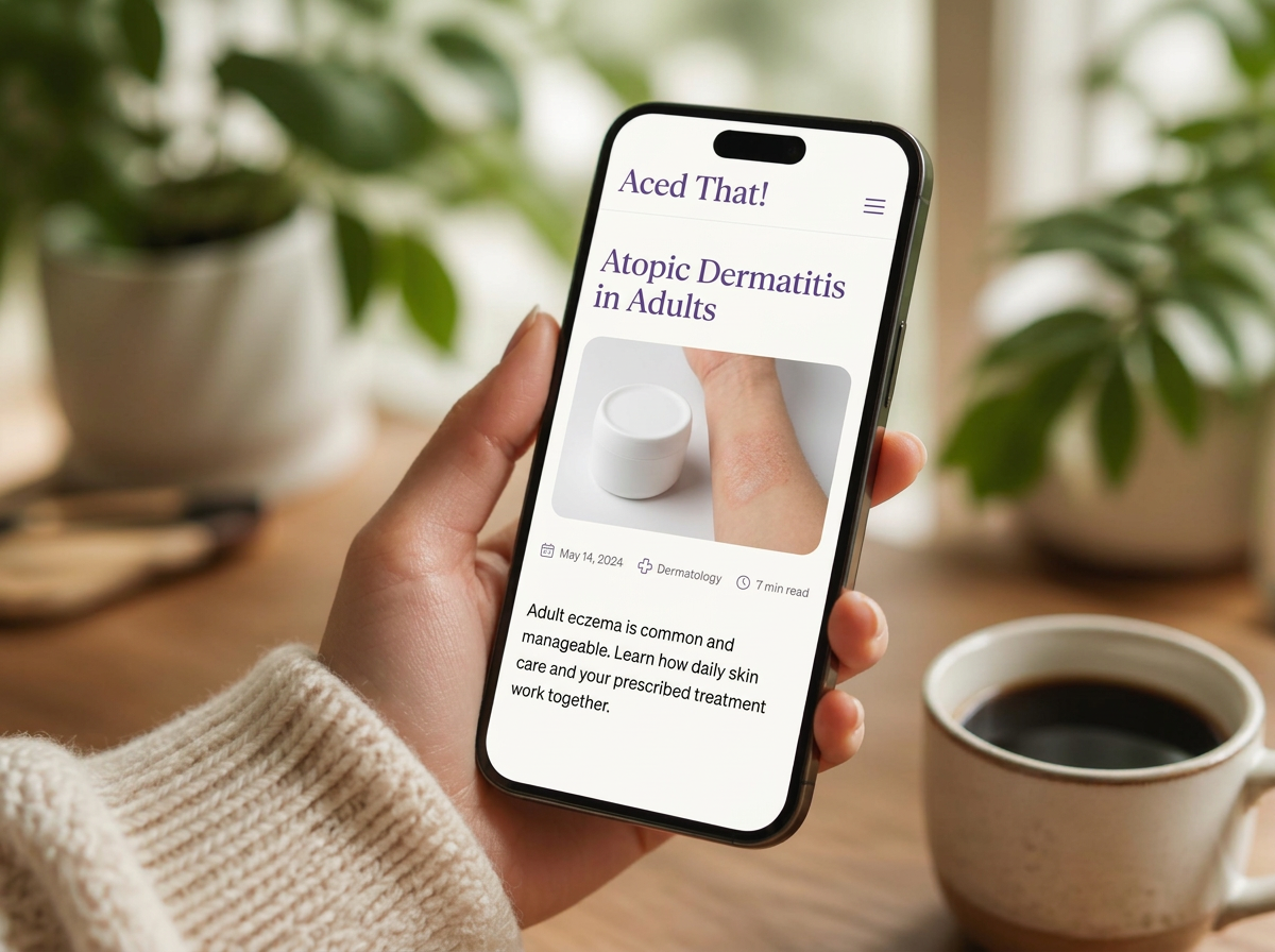 A patient reading a health article on a phone